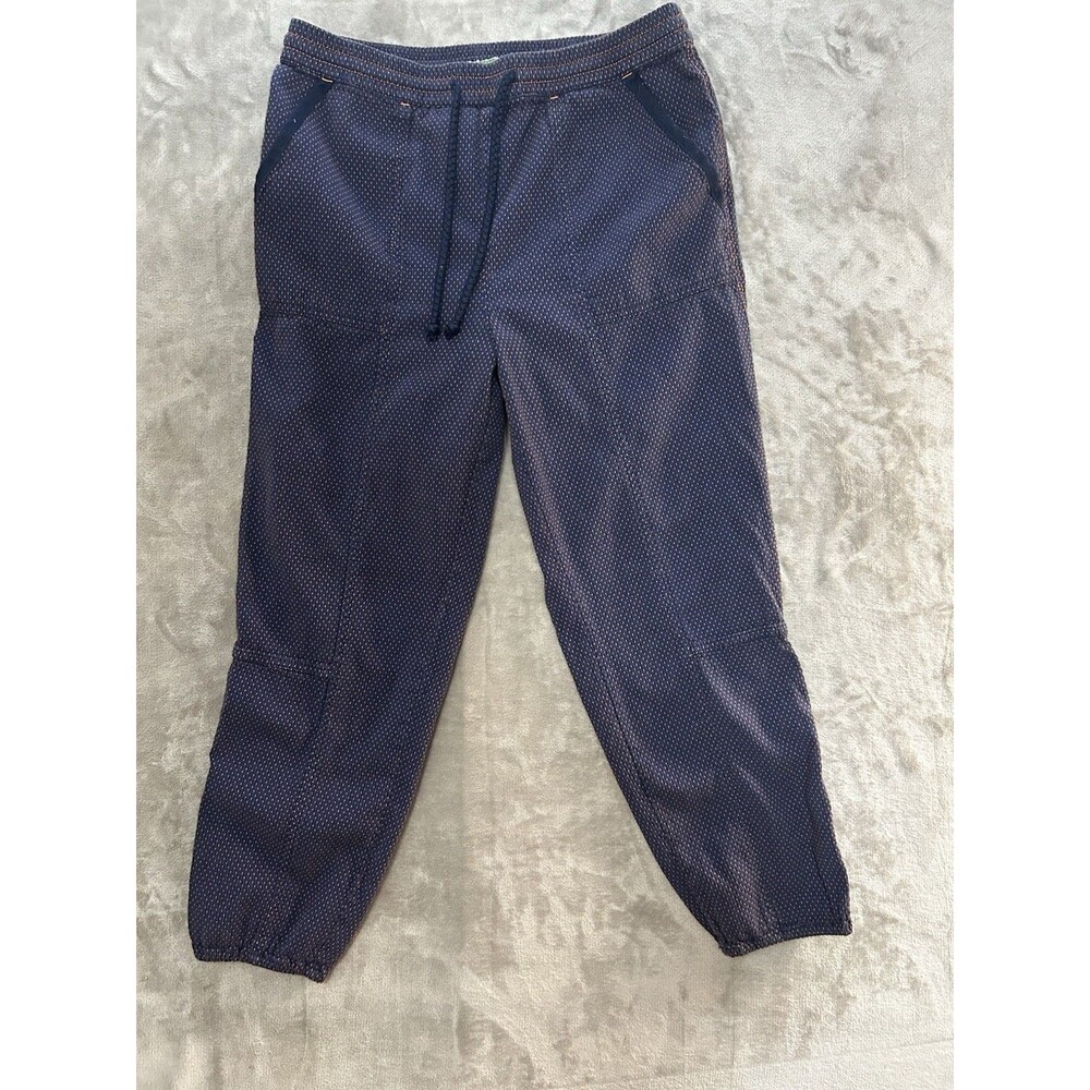 Anthropologie Jogger Pants Women Small Navy Orange Print Lounge Casual Elastic